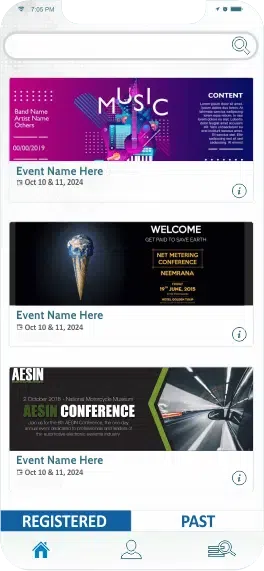 Eventdex app screen