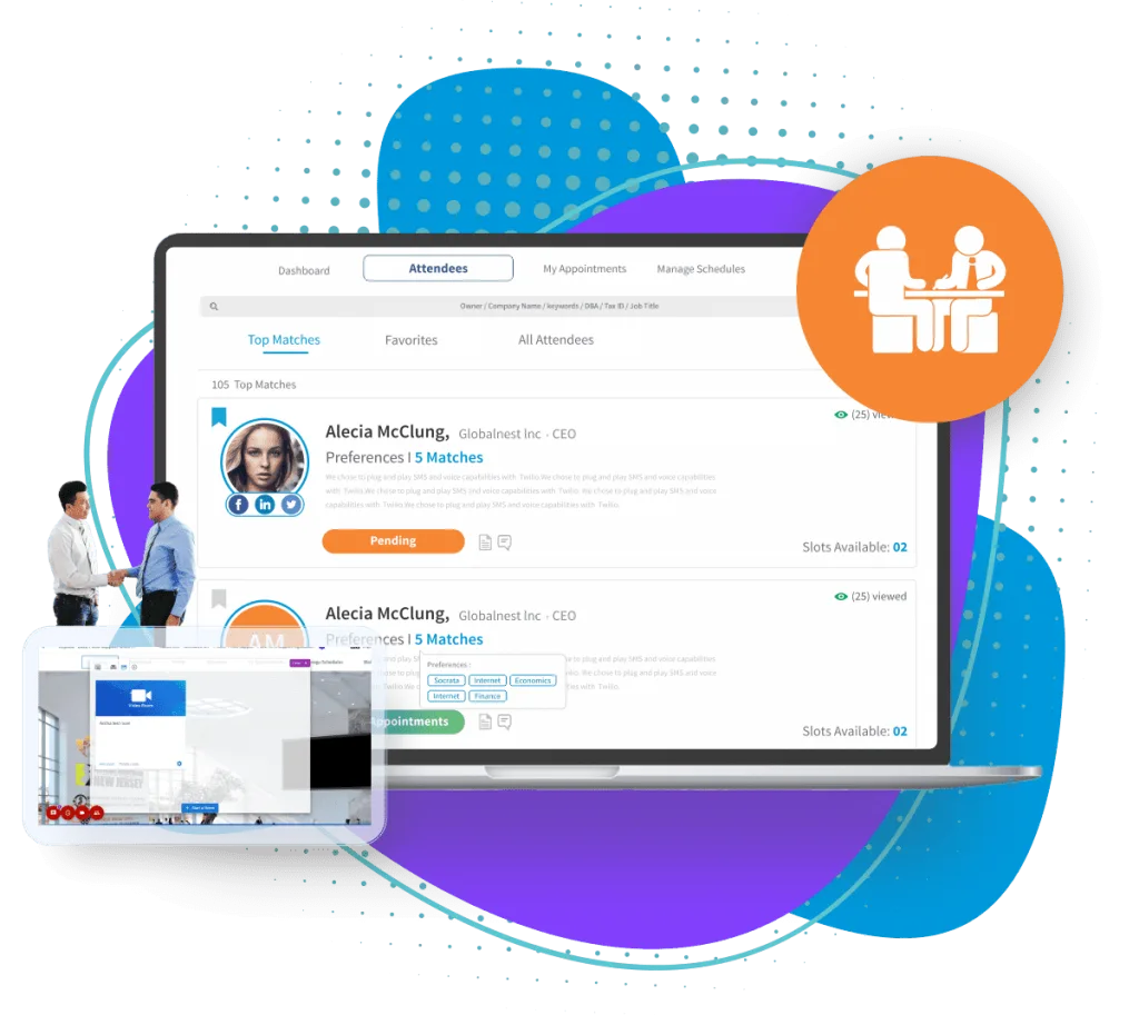 Automated Virtual B2B MatchMaking Meetings with Single Video Room