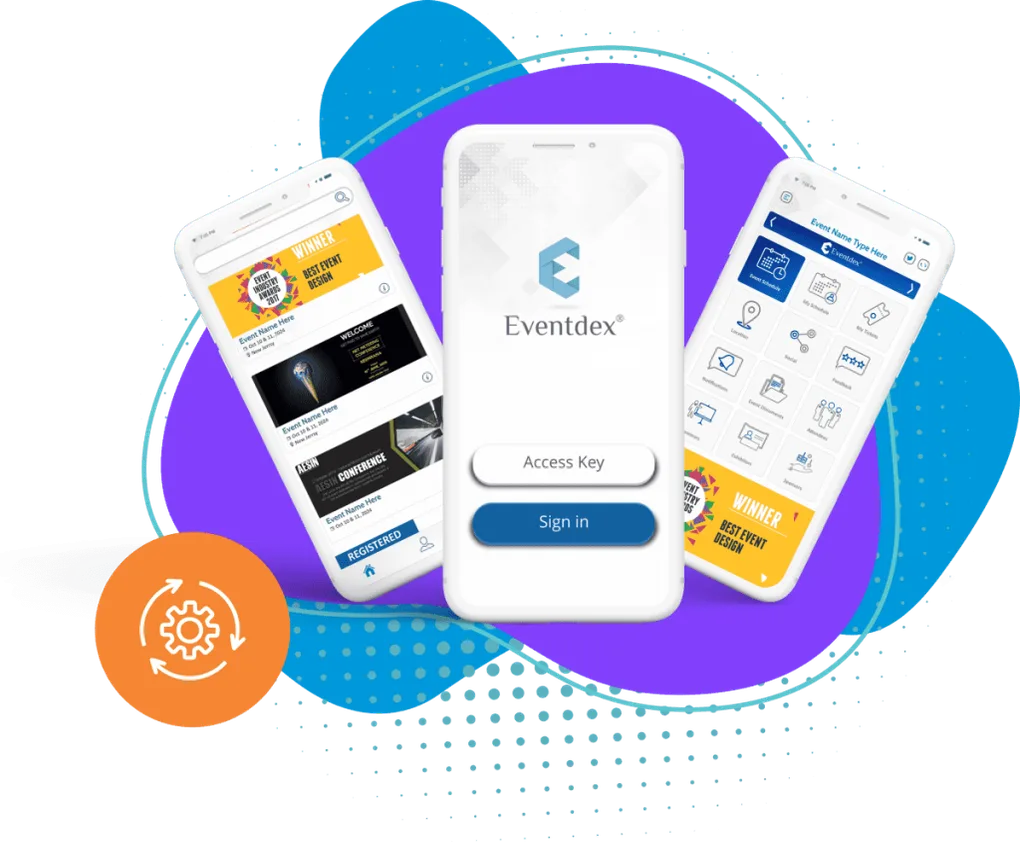 The Eventdex event management software on a laptop and a phone