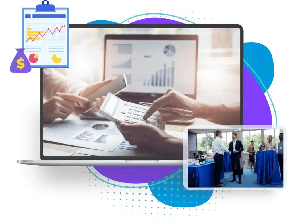 A financial services conference on screen