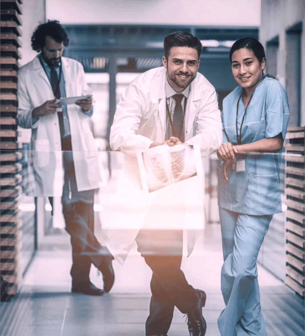 Researchers at a pharmaceutical event